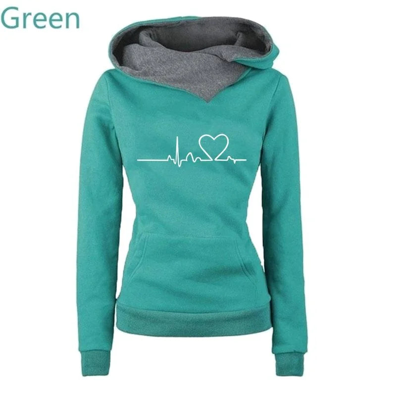 Woman clothing   Fashion Women's Hoodie Lapel High-neck Long-sleeved Hooded Sweatshirt Casual Pullover