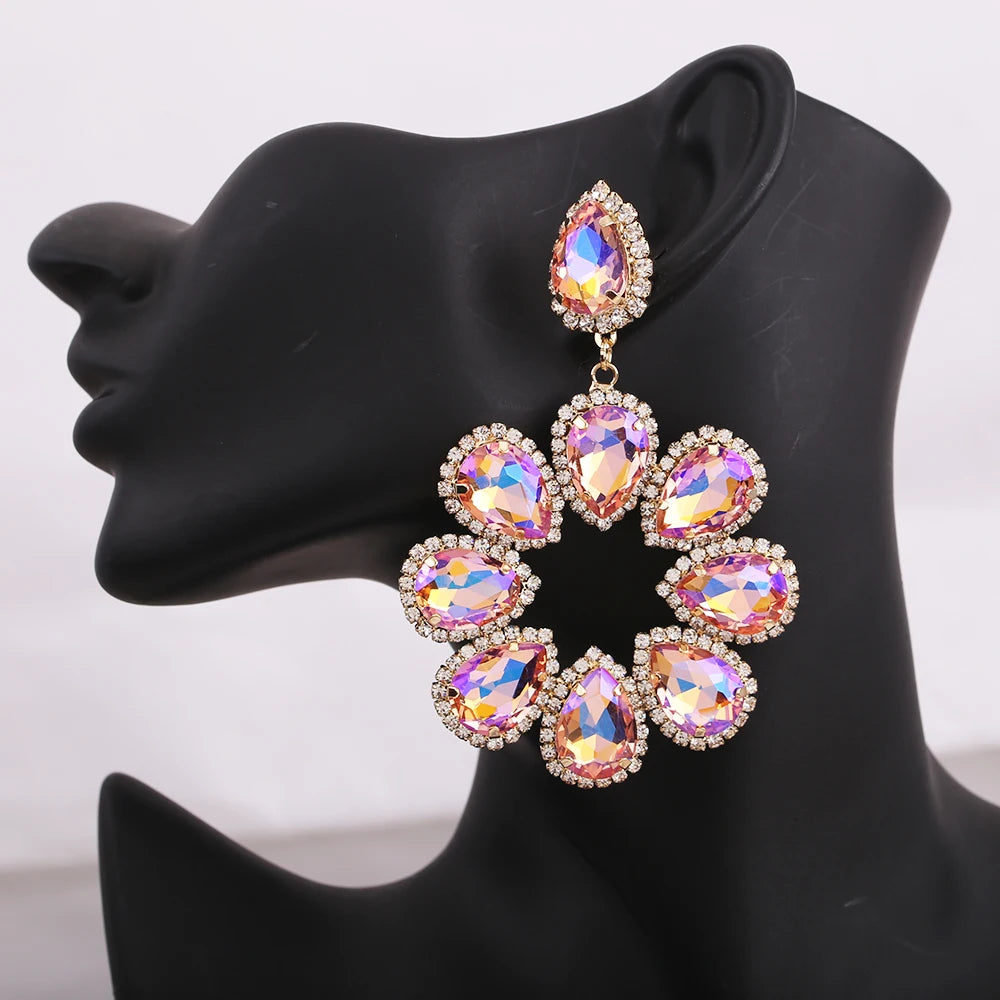 Jewellery   New Metal Rhinestone Geometric Earrings Home Party Fashion Dangle Earrings Women's Shining Statement Earrings Jewellery Wholesale