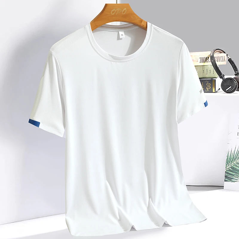 Men clothing  Ice Silk Thin Short Sleeve Quick Drying T-shirt for Men