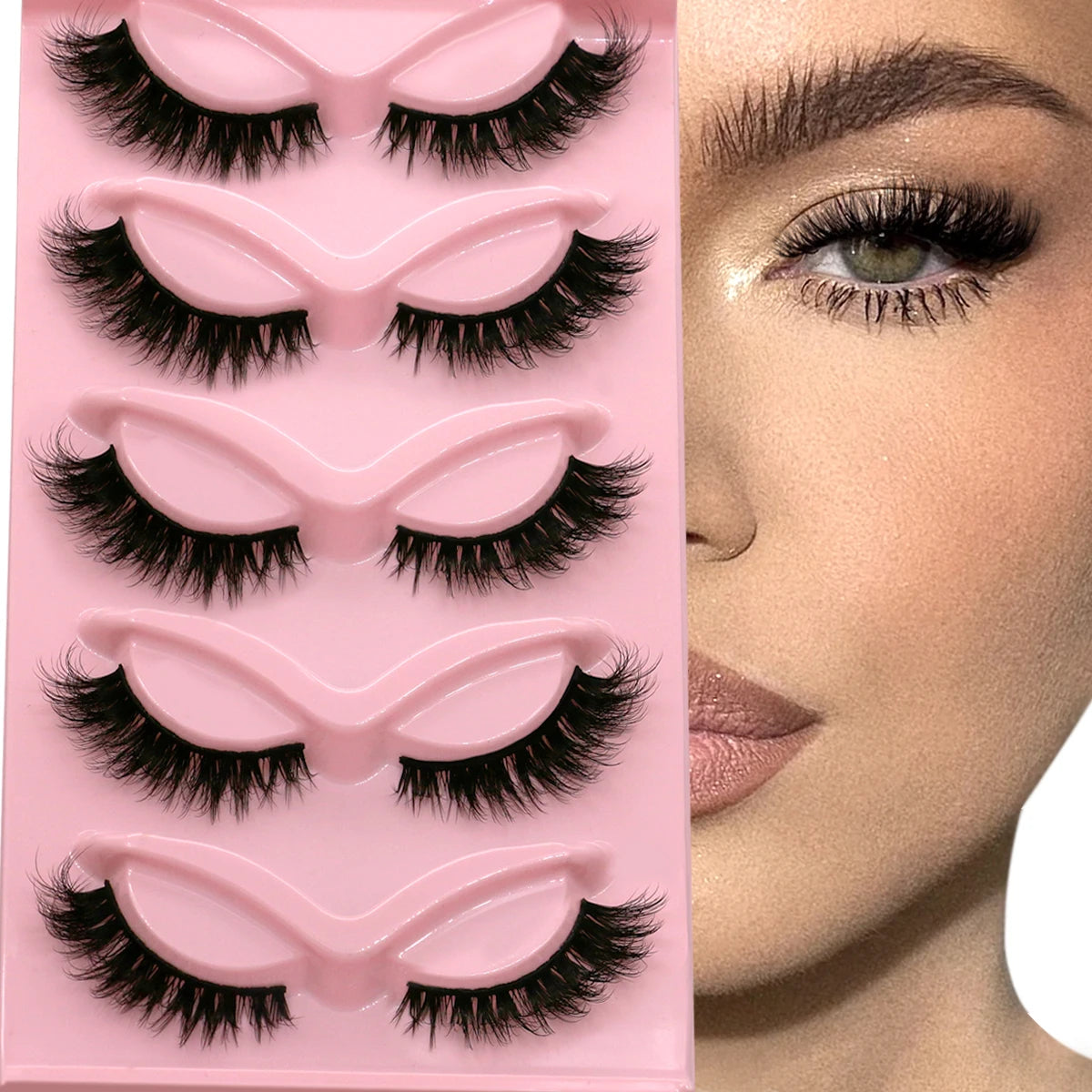 Makeup and face GROINNEYA Cat Eye Lashes Faux Mink Eyelashes Natural long Winged End Eye Elongated Eyelashes Faux Cils Eyelashes Extension