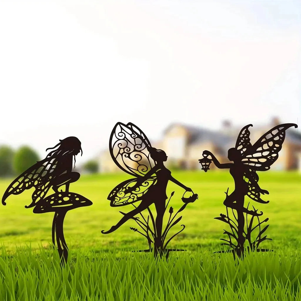 Outdoor 1pc Dancing Fairy Metal Decorative Garden Stake, Classic Creative Insert Yard Ornament For Halloween, Party, Lawn