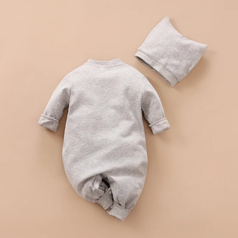 Girl clothing Newborn Clothes Cute Casual Pajamas Cotton Comfortable And Soft Spring And Autumn Long Sleeved 0-12 Baby Jumpsuit+Hat