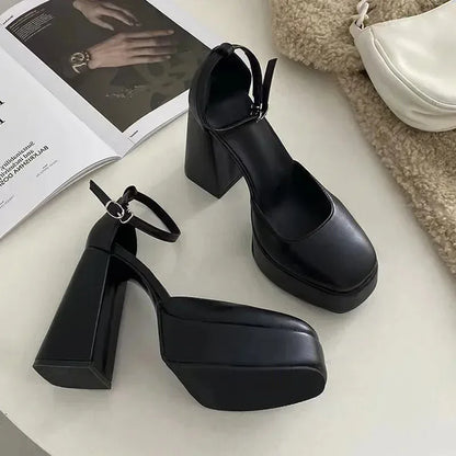 Woman shoes Elegant High Heels Shoes Female 2023 Sexy Ankle Straps Black White Women's Heeled Platform Party Shoe Dress Pumps Ladies