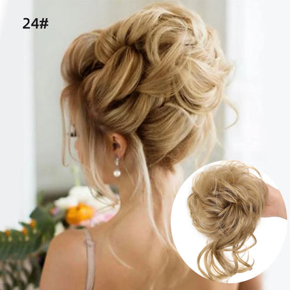 Crown & Glory Wigs  LUPU Synthetic Hair Bun Chignon Messy Curly Hair Band Elastic Scrunchy False Hair Pieces For Women Hairpins Black Brown