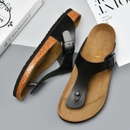 woman shoes  Genuine Leather Couple Style Cork High Quality Soft Cork Slides Footwear for Men Women Unisex 36-46 Cork Flip Flops