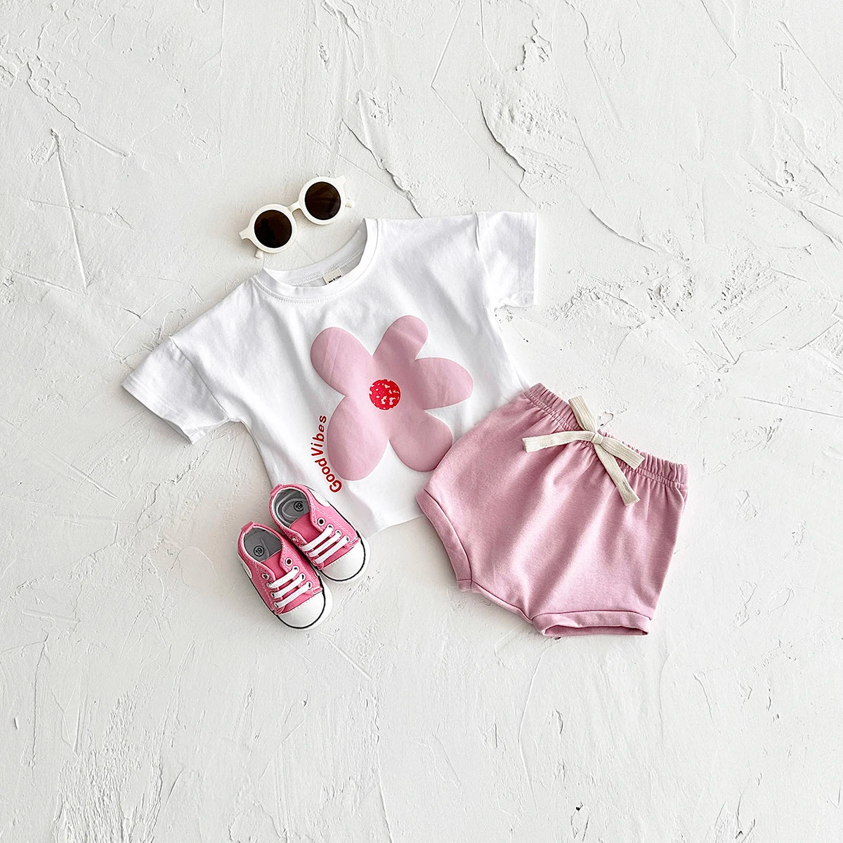 Girl clothing Toddler Boys Outfit Baby Clothes Set Newborn Baby Summer Clothing Cotton Girl Suit Sun Flower Print T-shirt+Beach Shorts