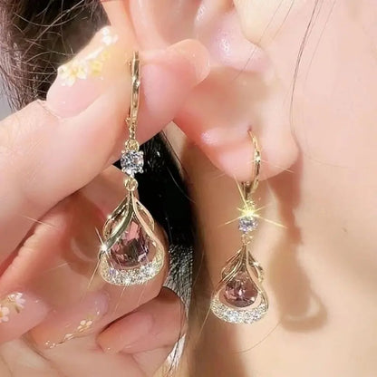 Jewellery 2PC  Cat Eye Stone Water Drop Niche Design Earrings Jewelry Accessories Suitable for Date, Party, Festival Gifts