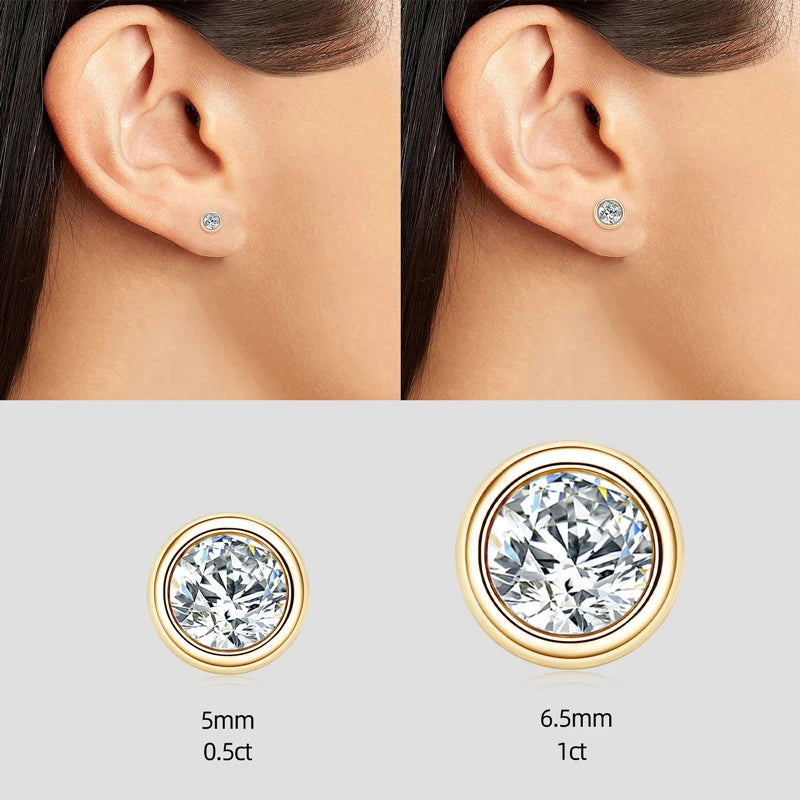 Jewellery Real 3ctw. D Color Moissanite Jewelry Set 925 Silver 18k Gold Plated Pendant Necklace Stud Earrings Set for Women Men Gift