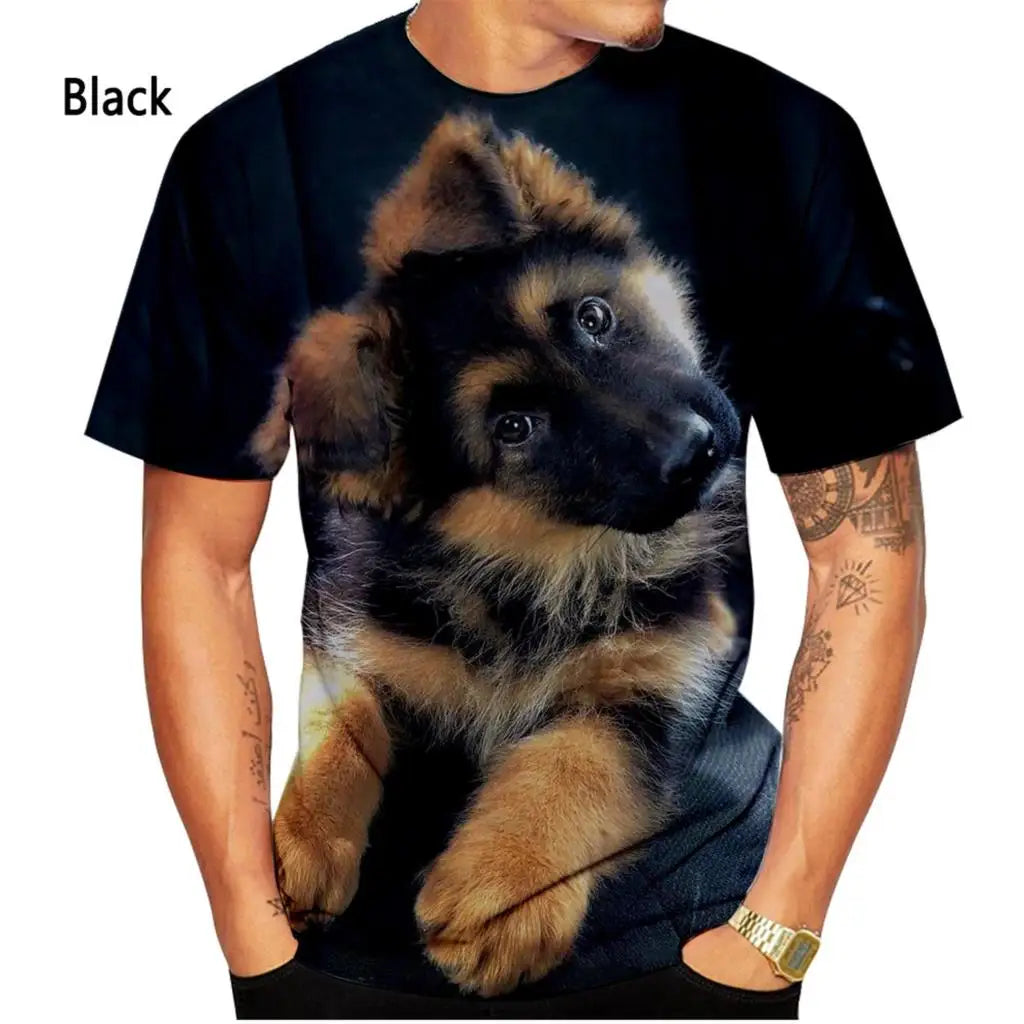 Men clothing  Casual Short-sleeved Dog Shirt German Shepherd 3D Printing T-shirt