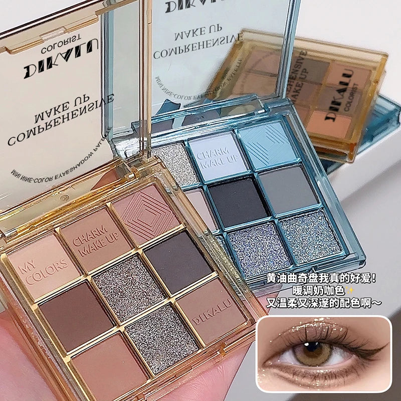 Makeup and face - 9-Color Eyeshadow Palette – Matte, Shimmer & Metallic Finishes