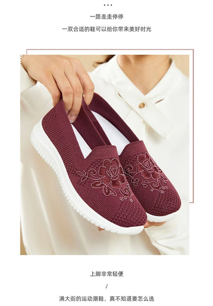 Woman shoes Summer Mesh Knitting Sneakers Women Breathable 2023 Shoes Non-slip Ladies Casual Nurse Office Shoes Ballet Flats