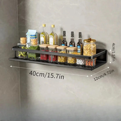 kitchen  30/40/50CM Kitchen Rack Wall-mounted Spice Storage Rack with Hook Rod Kitchen Utensils