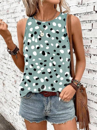 Woman clothing   Women's Sleeveless T-shirt Leopard Print