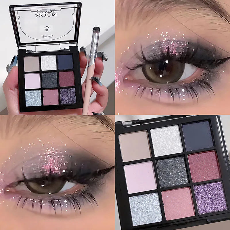 Makeup and face - 9-Color Eyeshadow Palette – Matte, Shimmer & Metallic Finishes