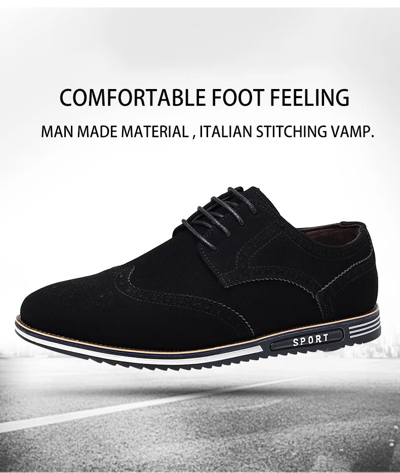 Men shoes Faux Suede Shoe Lace Up Black Oxford Shoe for Men Flat New Fashion Sneaker Man Autumn Breathable Comfortable Casual Men Shoe