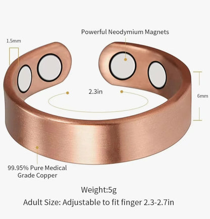 Jewellery   Pure Copper Ring 99.99% Pure Copper Magnetic Rings 4pcs Magnets Classic Adjustable Ring Anillo magnetico terapeutico