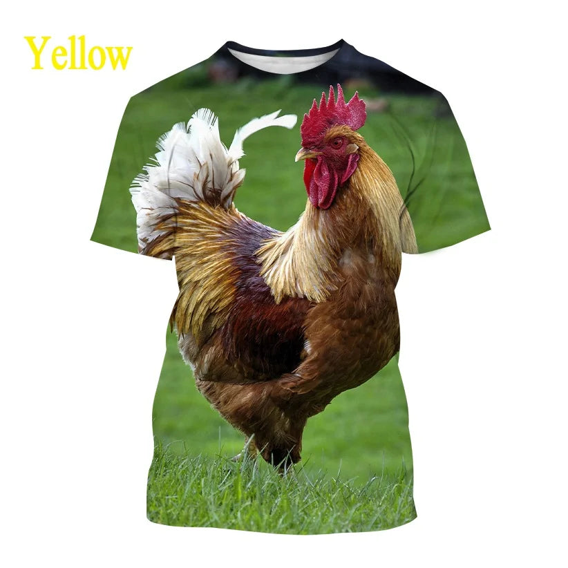 Men clothing Newly Sold 3D Printed Men's Short Sleeve Personality Fashion Casual Animal Color Rooster Print T-shirt