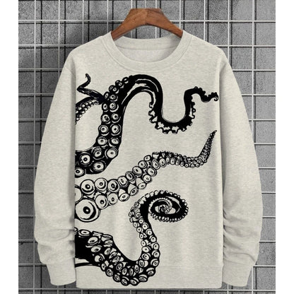 Men clothing   Autumn Men's Sweatshirt 3d Octopus Print Round Neck Sweatshirt For Men Hoodies Pullover Soft Loose Oversized Long Sleeve T-Shirt