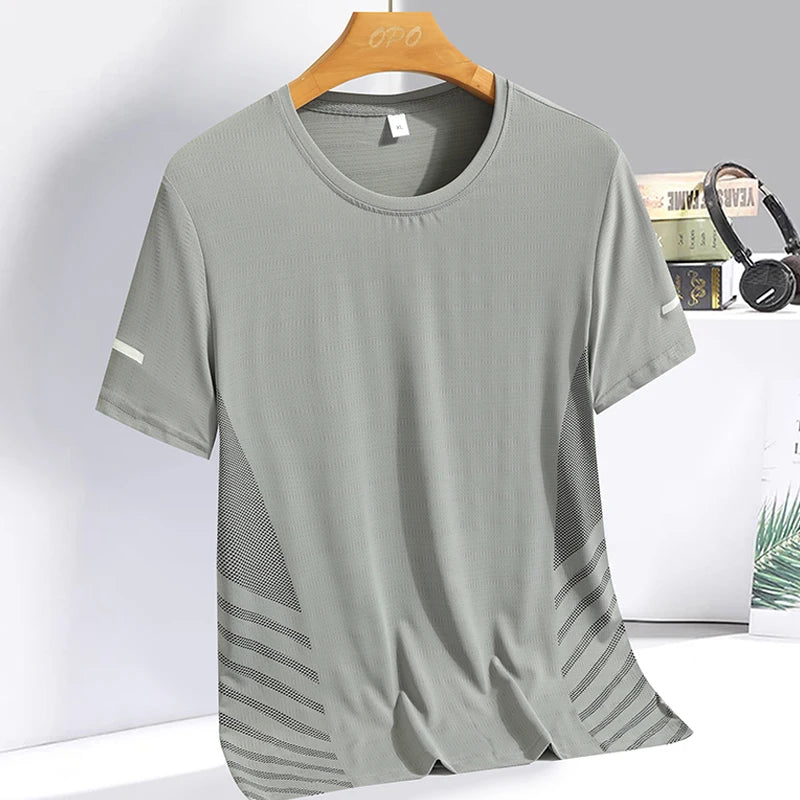 Men clothing  Ice Silk Thin Short Sleeve Quick Drying T-shirt for Men