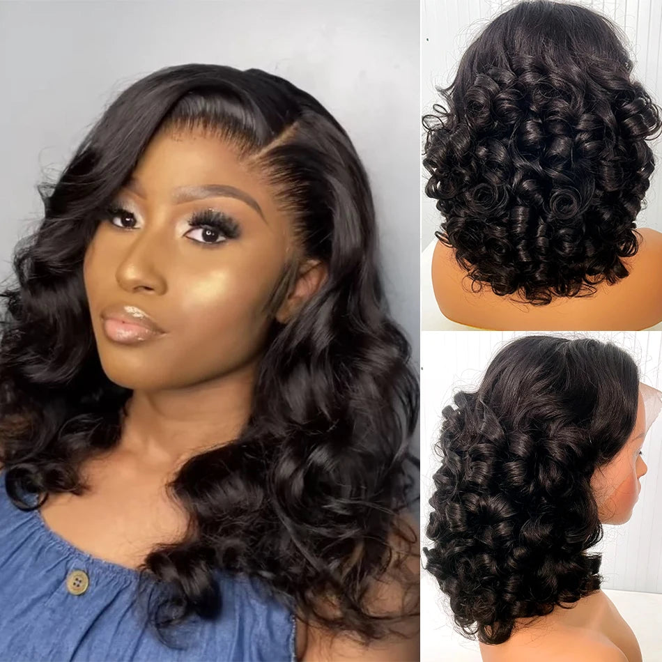 Crown & Glory Wigs  12A 250% Density Raw Super Double Drawn Vietnamese Human Hair wigs 18" Bouncy Wave 13x4 Lace Front Virgin Hair Pre Plucked Wigs