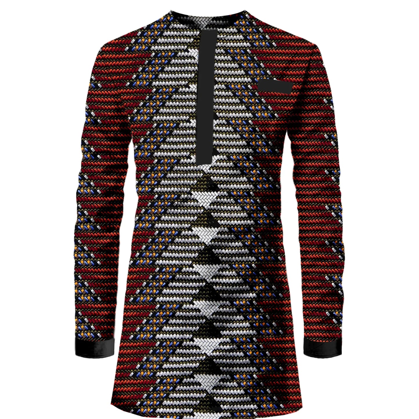 Muslim family   SEA&ALP Men's African Traditional Pattern Printed Casual Long Sleeve Dashiki Shirt Hidden Button Down Attire