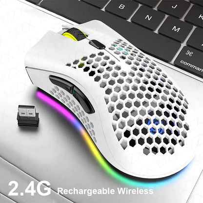 Laptop  MZX Rechargeable Wireless Mouse 2.4G RGB Light Ergonomics USB Charging Gaming Mice for Mac Desktop PC Computer Notebook Laptop