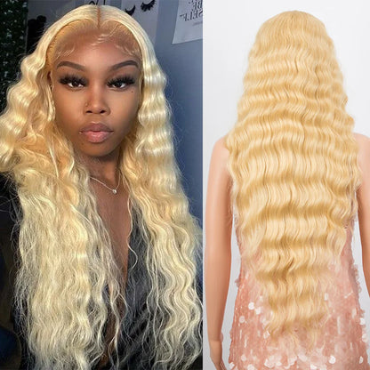 Crown & Glory Wigs  BELLA Lace Wigs Synthetic Deep Wave Curly Synthetic Lace Front Wig Blonde Wig Pink 30 Inch Hair Wigs For Black Women Cosplay