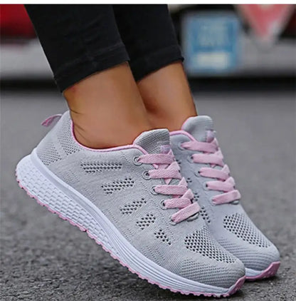 Woman shoes  New Breathable Women's Sneakers Fashion Comfortable  Sneakers Women Mesh Fabric Lace