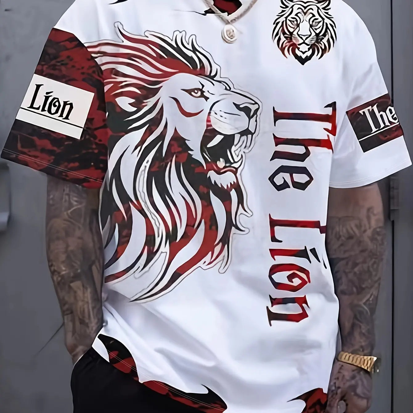 Men clothing  Lion and Crown   Men's Novelty Short Sleeve T-shirt