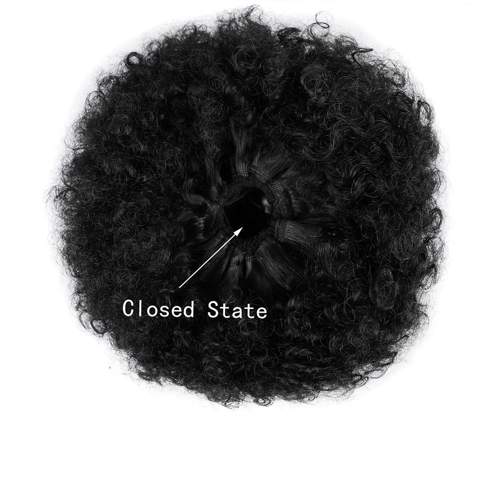 Crown & Glory Wigs  Afro Puff Drawstring Ponytail Extension for Black Women 10 Inch Synthetic Extra Large Fluffy Kinky Curly Hair Bun Donut Chignon