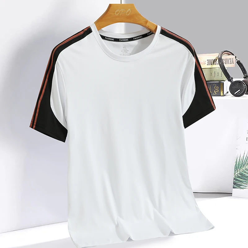 Men clothing  Ice Silk Thin Short Sleeve Quick Drying T-shirt for Men