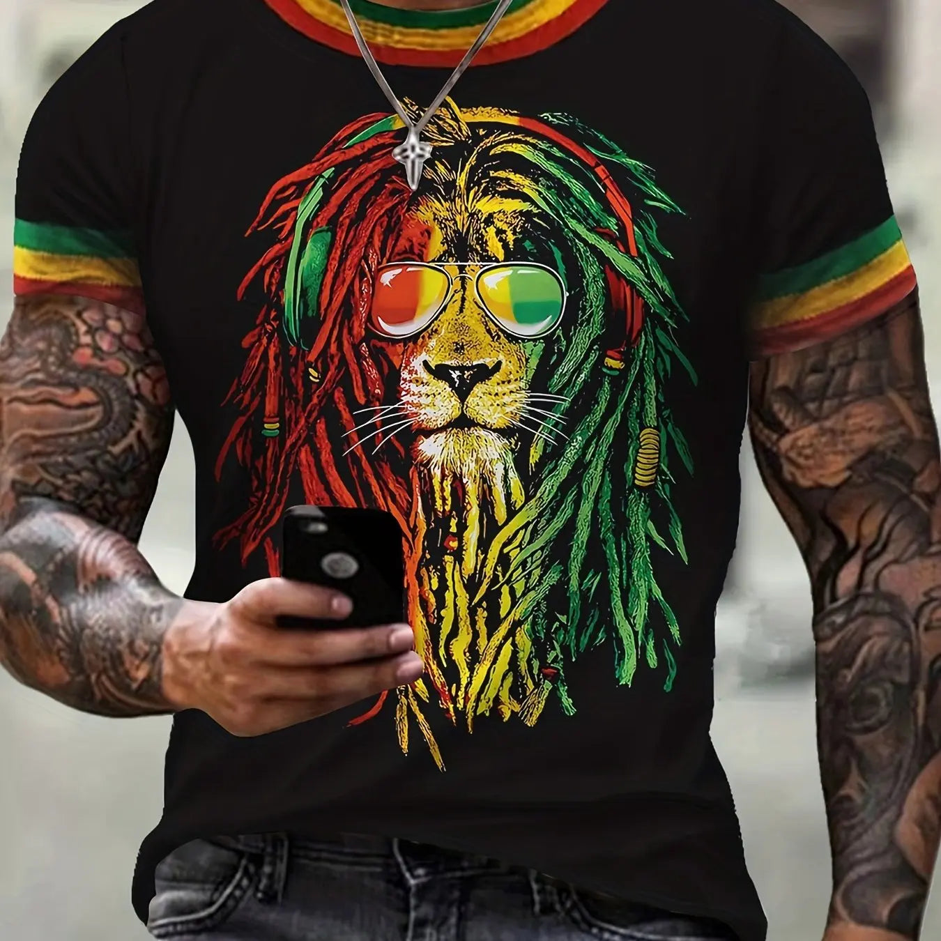 Men clothing  Lion and Crown   Men's Novelty Short Sleeve T-shirt