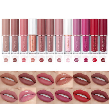 Makeup and face  12 colours set  matte lip gloss, long-lasting