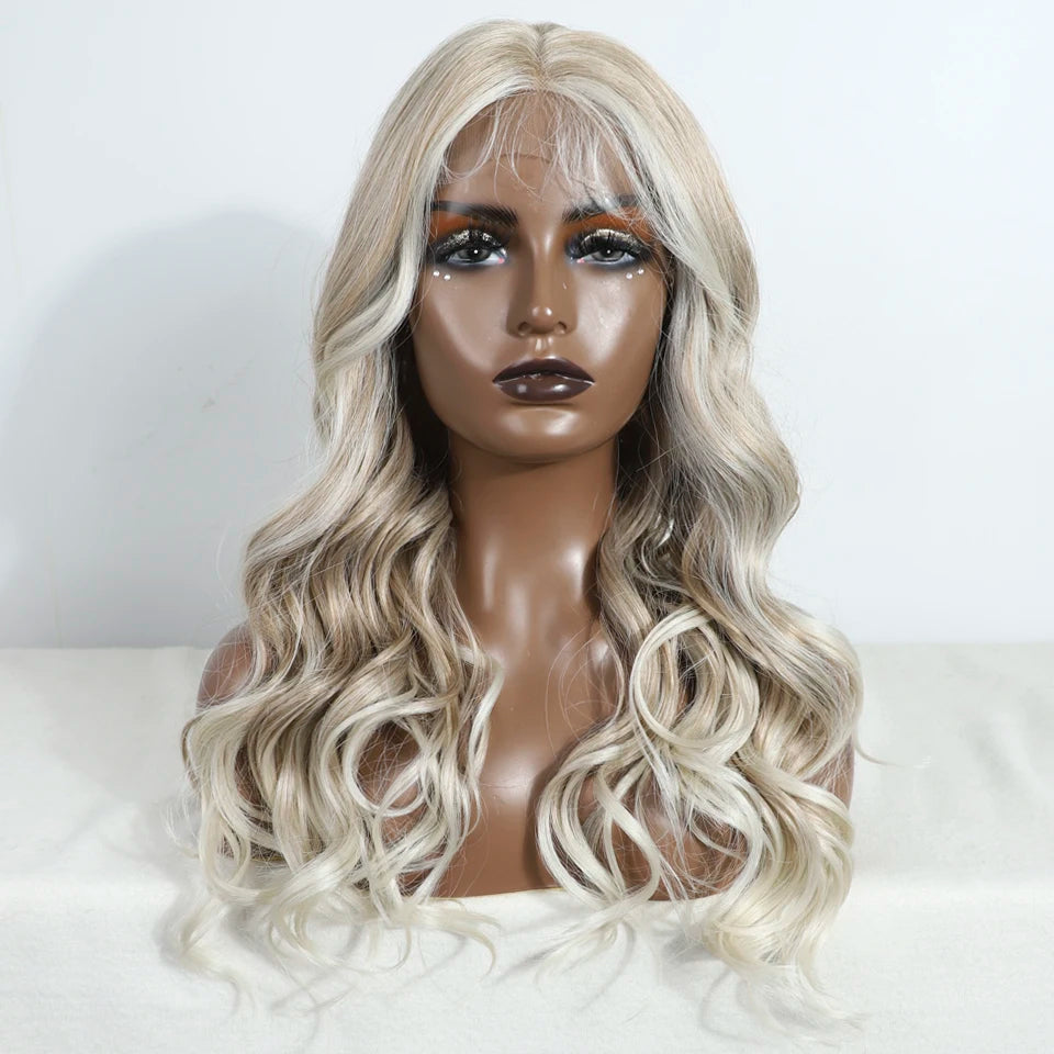 Crown & Glory Wigs   FREEDOM Synthetic Lace Front Wigs For Women Body Wave 24 Inch Wavy Wig Ombre Brown Blonde Pink Lace Wig White Cosplay Wig