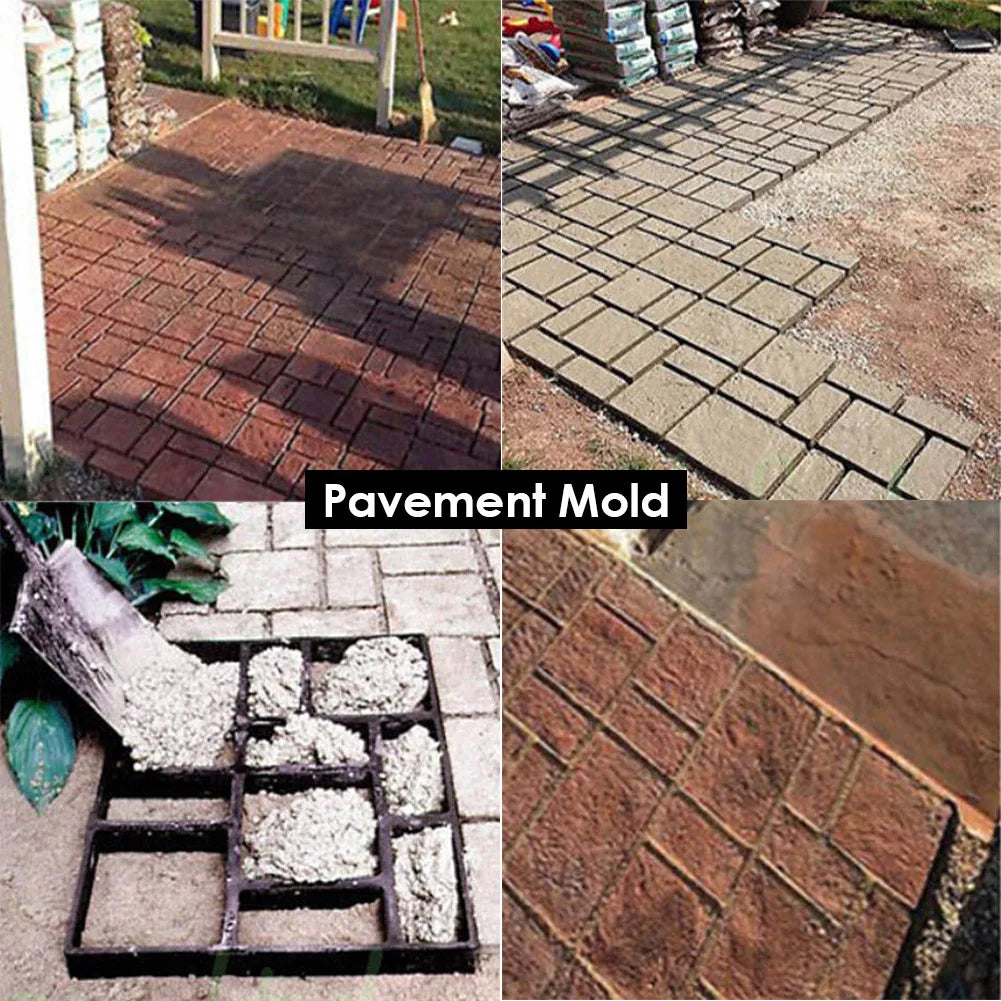 Outdoor DIY Path Maker Paver Moulds Stone Brick Concrete Mould Concrete Cement Walk Garden Path Paving Paver outdoor Reusable Patio Moulds Paviment