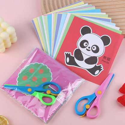 Toys 48/96pcs Children Paper Cuttings Toys Handmade DIY Material Puzzle Early Education Toy Art Supply Handicrafts with Scissors TMZ