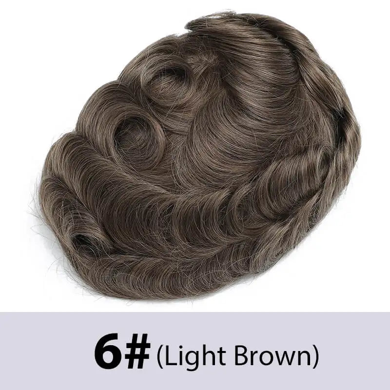 Crown & Glory Wigs   Toupee Hair Men 0.12-0.14mm Full Skin Base Male Hair Prosthesis 6" Natural Human Hair Man Wig Men's Capillary Prothesis Systems