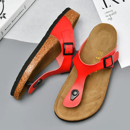 woman shoes  Genuine Leather Couple Style Cork High Quality Soft Cork Slides Footwear for Men Women Unisex 36-46 Cork Flip Flops