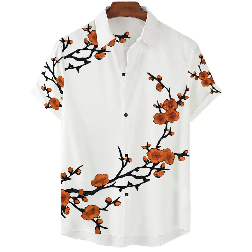 Men clothing  Sakura Pattern Shirt Unisex Shirt Hawaii Beach Shirts