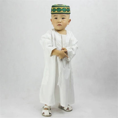 Muslim family   Eid Ramadan Kids Jubba Thobe Muslim Clothing Islamic Abaya Dubai Kaftan Mubarak Prayer Toddler 1-3 Years Old Boys Robes 70-100CM