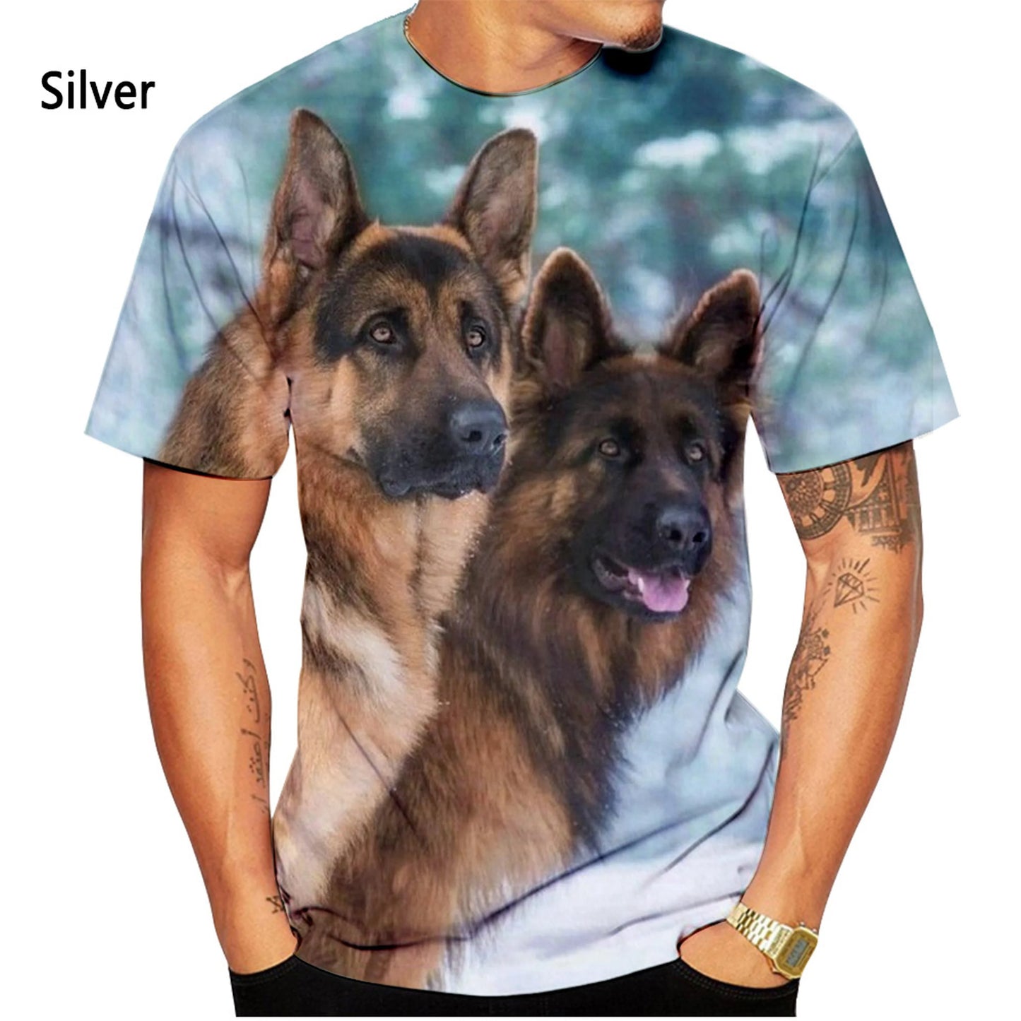 Men clothing  Casual Short-sleeved Dog Shirt German Shepherd 3D Printing T-shirt