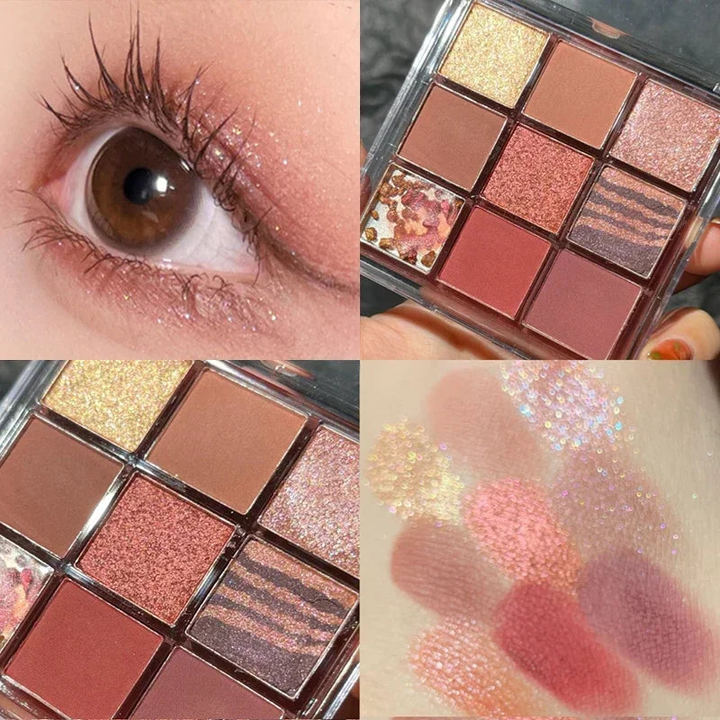 Makeup and face - 9-Color Eyeshadow Palette – Matte, Shimmer & Metallic Finishes