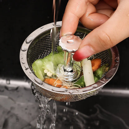 kitchen  Wholesale Kitchen Sink Strainers with Handle Stopper Sink Drain Basket Stainless Steel Mesh Filter Waste Hole Trap Strainer