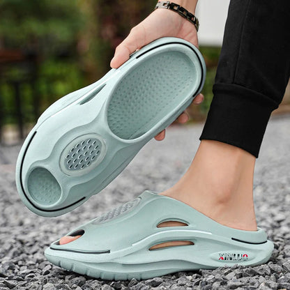 Men shoes Comwarm Men Clogs Slippers Mens Flat Sandals Summer Holes Garden Shoes   Beach Sandals EVA Thick Sole Home Slides Fashion