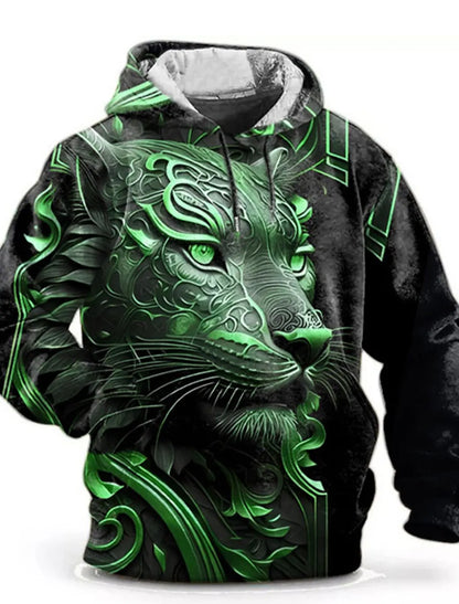 Men clothing  Graphic Lion Men's Fashion 3D Print Hoodie Streetwear Hoodies Long Sleeve