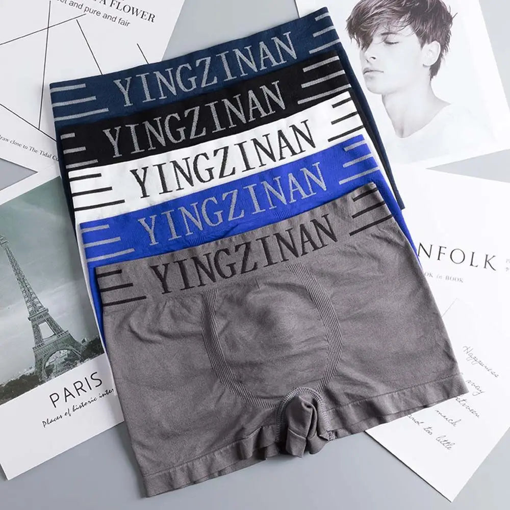 Men clothing   Men's Comfortable Seamless Boxer Brief Japanese Style High Elastic Panties Shorts Solid Color Letters Breathable Loose Boxer