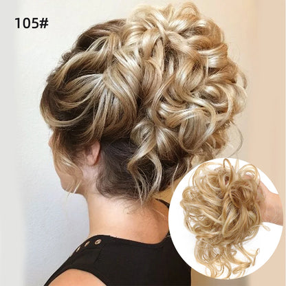 Crown & Glory Wigs  LUPU Synthetic Hair Bun Chignon Messy Curly Hair Band Elastic Scrunchy False Hair Pieces For Women Hairpins Black Brown