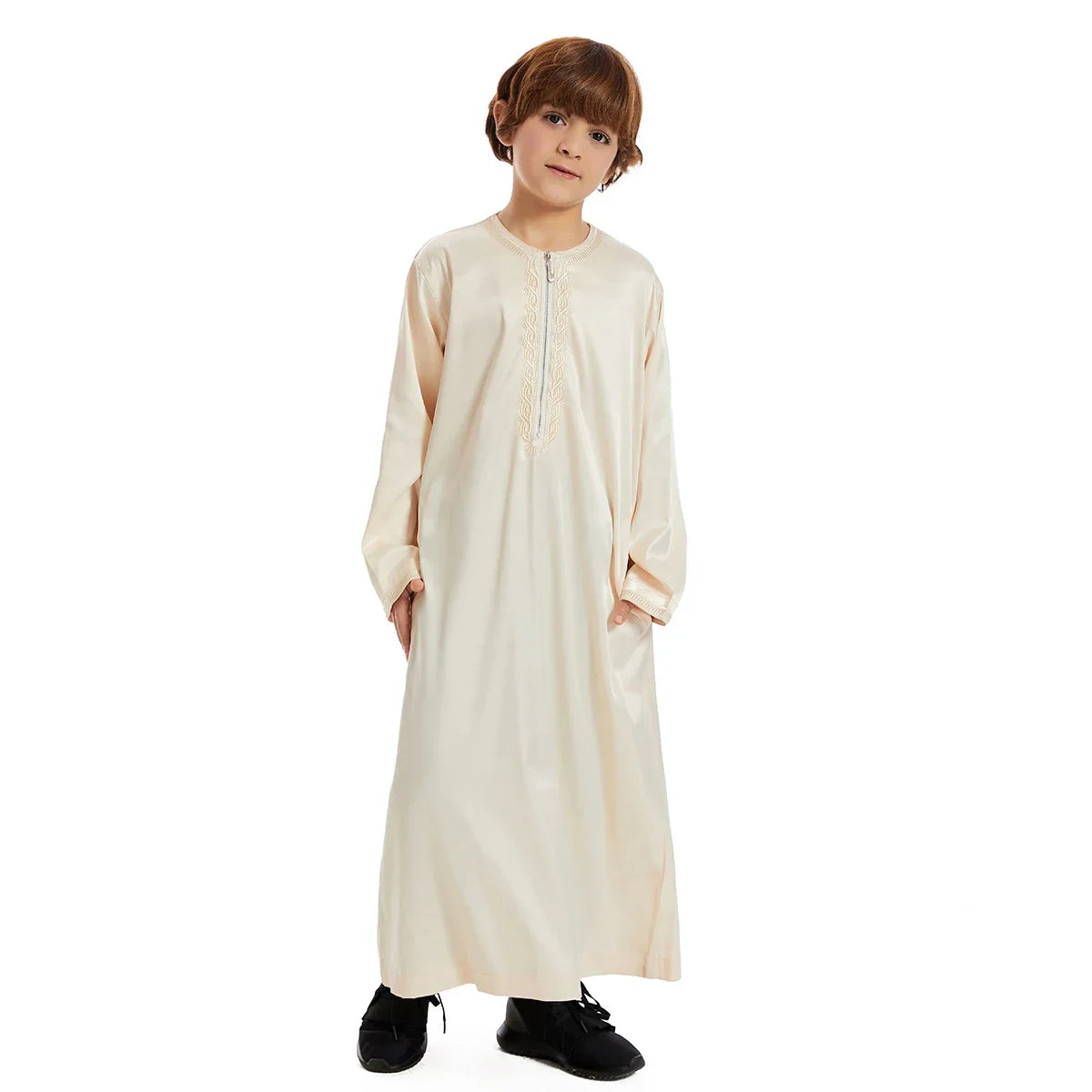 Muslim family   Teenage Ramadan Eid Muslim Robe Islamic Arab Children Long Sleeve Dress Jubba Thobe Abaya Dubai Boys Clothing Turkey Middle East