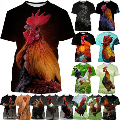 Men clothing Newly Sold 3D Printed Men's Short Sleeve Personality Fashion Casual Animal Color Rooster Print T-shirt