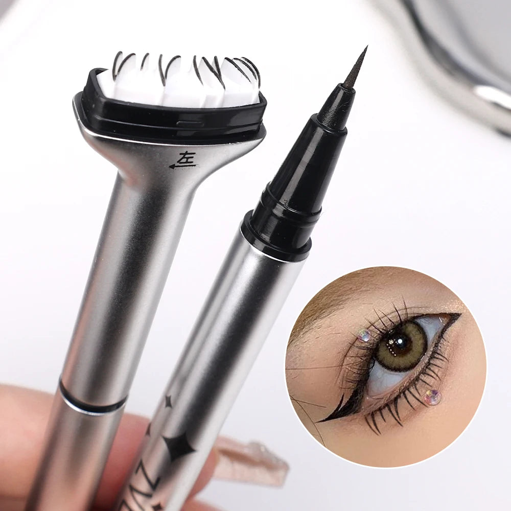 Makeup and face  2 in 1 Double-ended Lower Eyelash Stamp with Eyeliner DIY Waterproof Eye Liner Seal